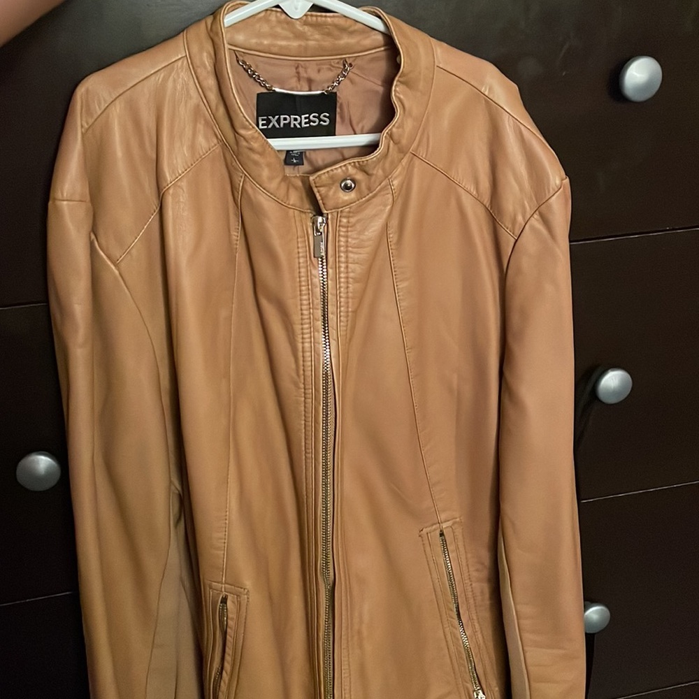 Womens tan leather jacket